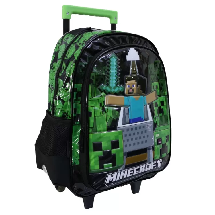 Mochila Escolar Cresko 2026 Minecraft 16" con Carro Art.MI191